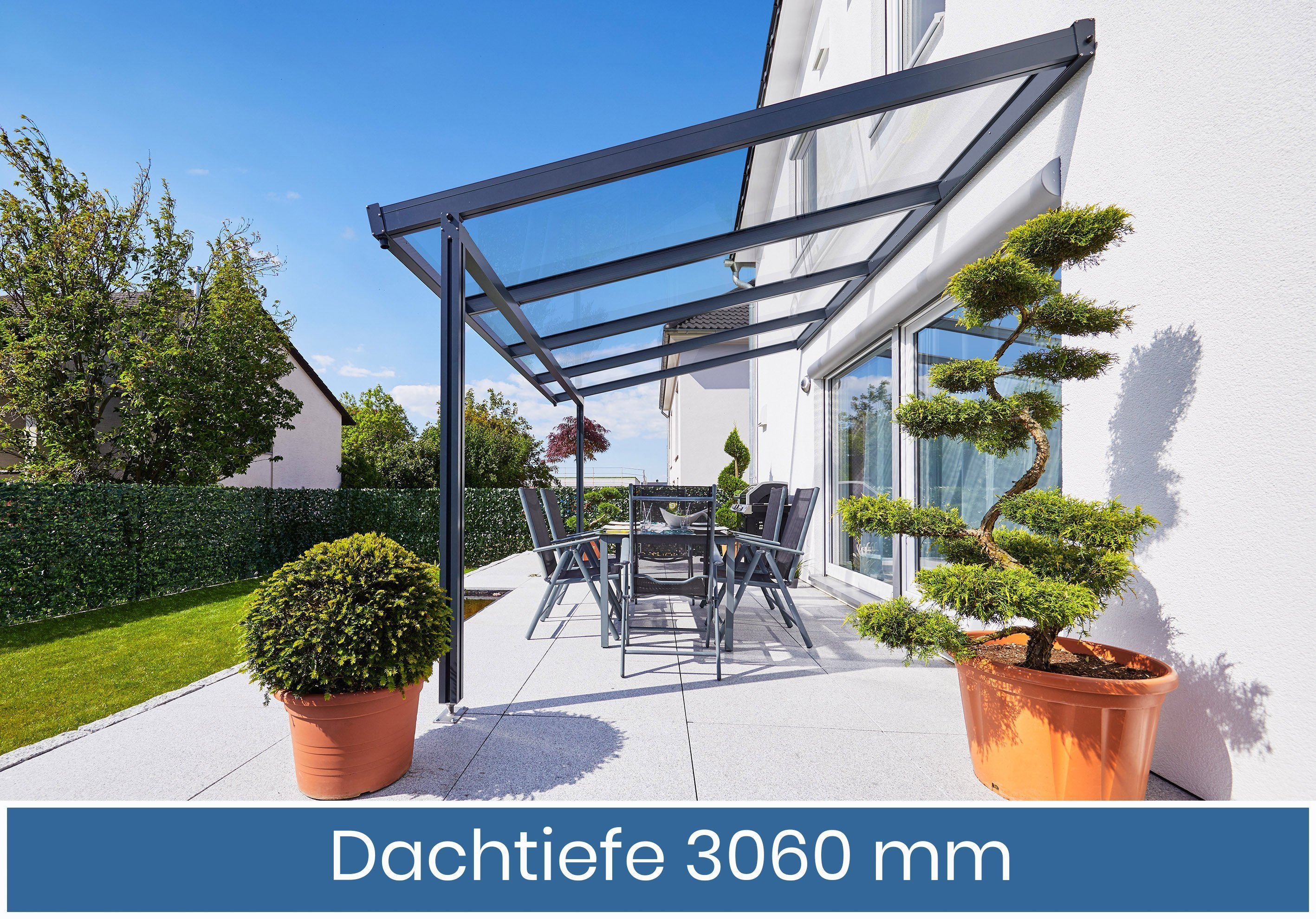 Gutta Premium Terrassendach | | mm Polycarbonat bronce Dachtiefe | | 3094 306 weiß cm 4295006 