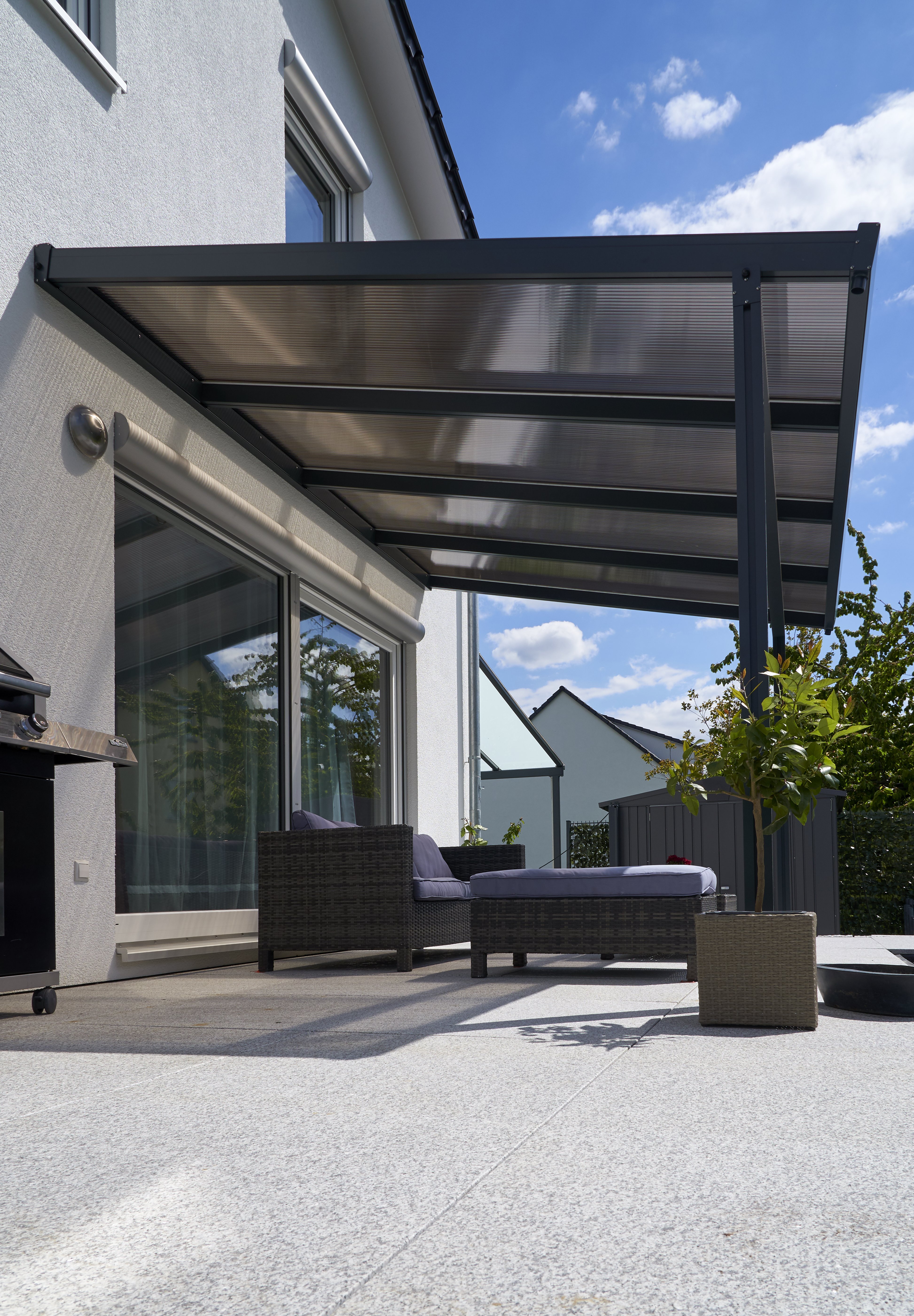Gutta Premium Terrassendach | Dachtiefe 406 cm | 4102 mm | Acryl bronce |  anthrazit | 4295148